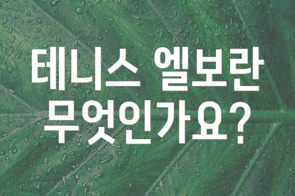 테니스 엘보란 무엇인가요?