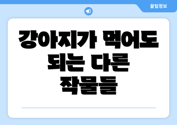 강아지가 먹어도 되는 다른 작물들