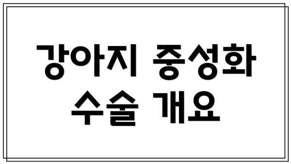 강아지 중성화 수술 개요