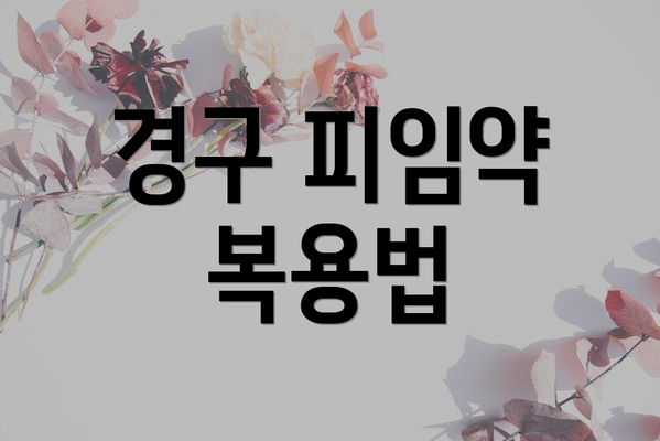 경구 피임약 복용법