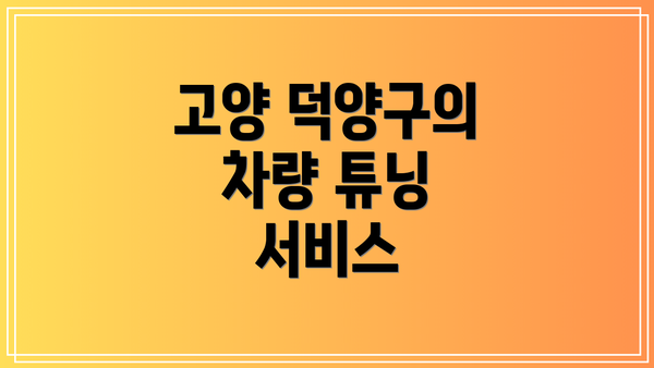 고양 덕양구의 차량 튜닝 서비스