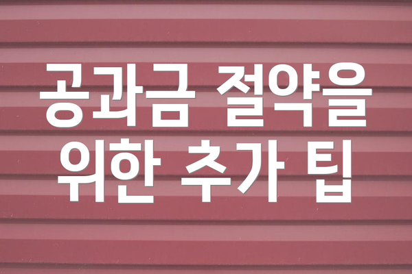 공과금 절약을 위한 추가 팁