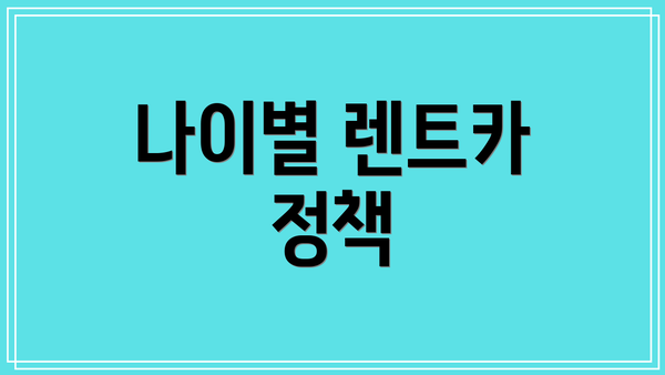 나이별 렌트카 정책