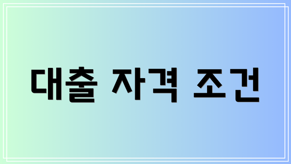 대출 자격 조건
