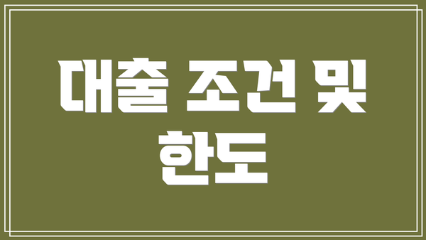 대출 조건 및 한도
