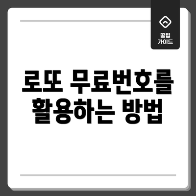 로또 무료번호를 활용하는 방법