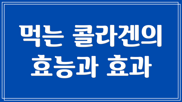 먹는 콜라겐의 효능과 효과