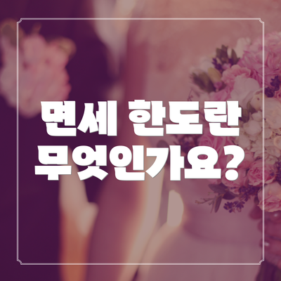 면세 한도란 무엇인가요?