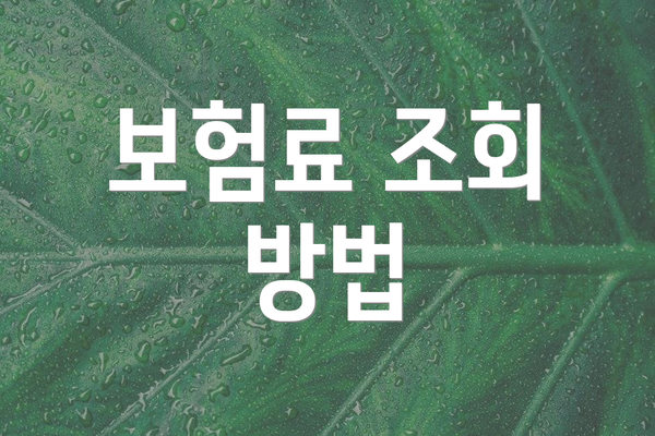 보험료 조회 방법