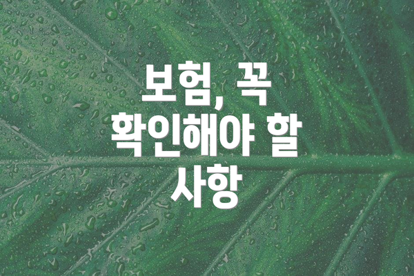 보험, 꼭 확인해야 할 사항