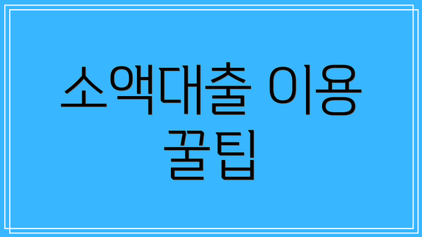 소액대출 이용 꿀팁