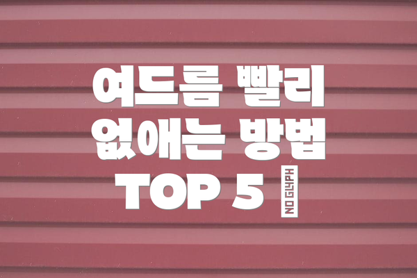 여드름 빨리 없애는 방법 TOP 5 📝