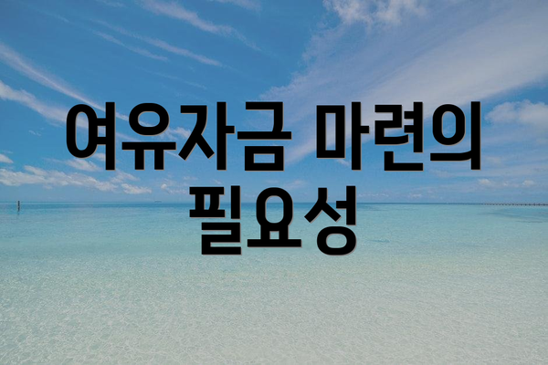 여유자금 마련의 필요성