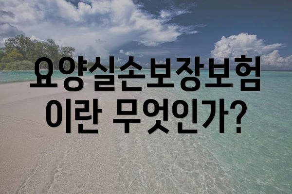 요양실손보장보험이란 무엇인가?