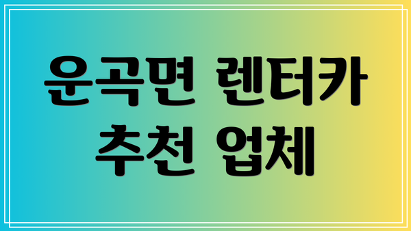 운곡면 렌터카 추천 업체