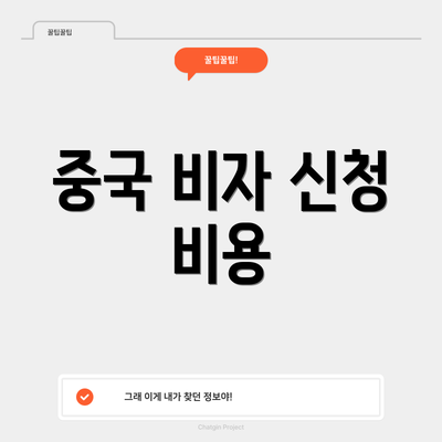 중국 비자 신청 비용