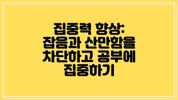 집중력 향상: 잡음과 산만함을 차단하고 공부에 집중하기