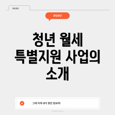 청년 월세 특별지원 사업의 소개
