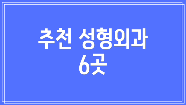 추천 성형외과 6곳