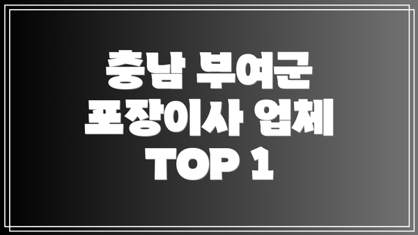 충남 부여군 포장이사 업체 TOP 1