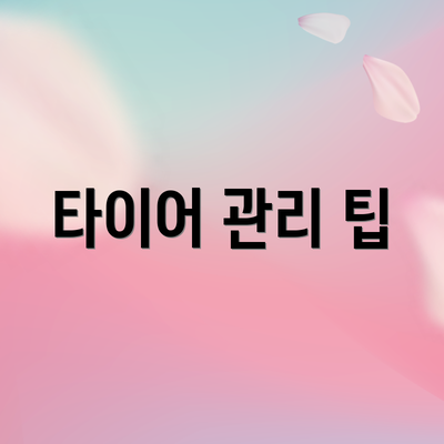 타이어 관리 팁