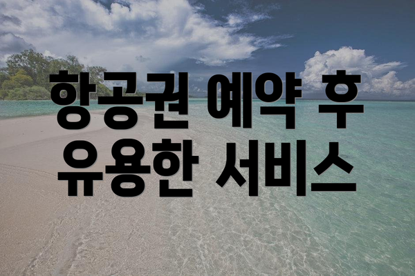 항공권 예약 후 유용한 서비스
