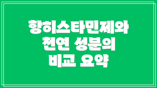 항히스타민제와 천연 성분의 비교 요약
