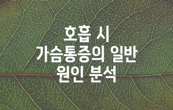 호흡 시 가슴통증의 일반 원인 분석