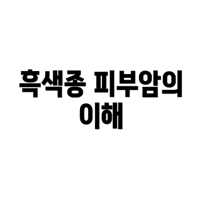 흑색종 피부암의 이해