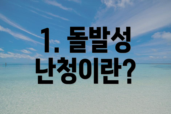 1. 돌발성 난청이란?