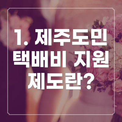 1. 제주도민 택배비 지원 제도란?