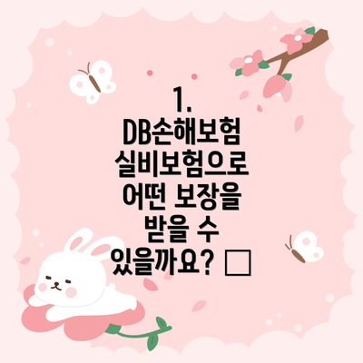 1. DB손해보험 실비보험으로 어떤 보장을 받을 수 있을까요? 🧐