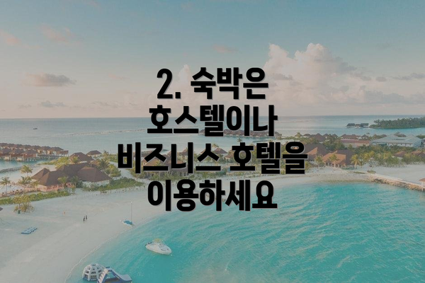 2. 숙박은 호스텔이나 비즈니스 호텔을 이용하세요