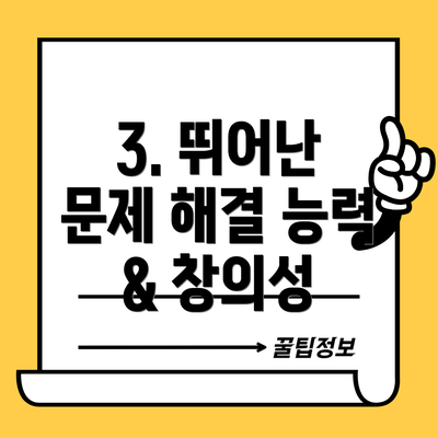 3. 뛰어난 문제 해결 능력 & 창의성
