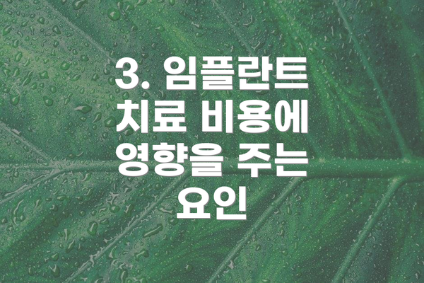 3. 임플란트 치료 비용에 영향을 주는 요인