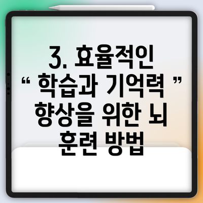 3. 효율적인 학습과 기억력 향상을 위한 뇌 훈련 방법