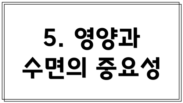 5. 영양과 수면의 중요성