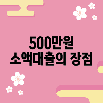 500만원 소액대출의 장점