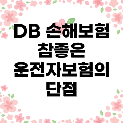 DB 손해보험 참좋은 운전자보험의 장점