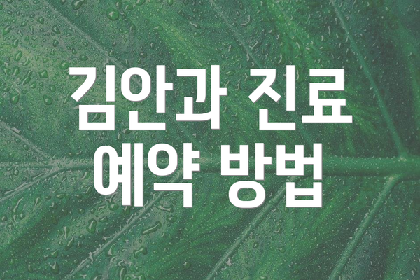김안과 진료 예약 방법