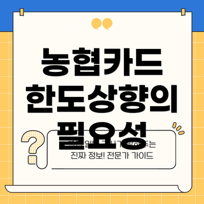 농협카드 한도상향의 필요성