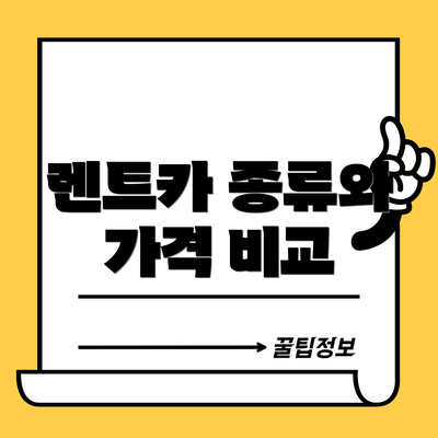 렌트카 종류와 가격 비교