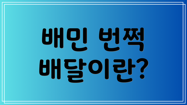 배민 번쩍 배달이란?