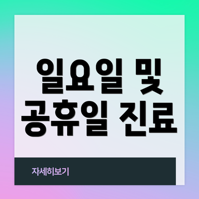 일요일 및 공휴일 진료