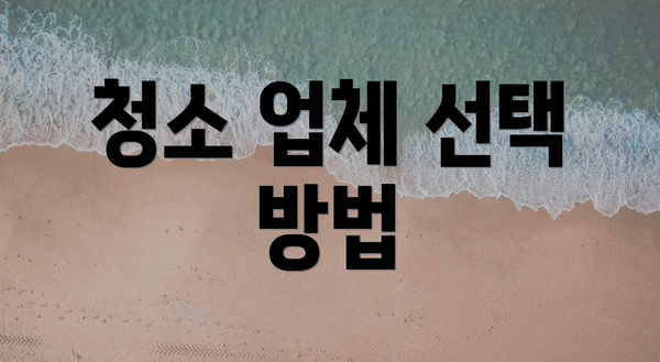 청소 업체 선택 방법