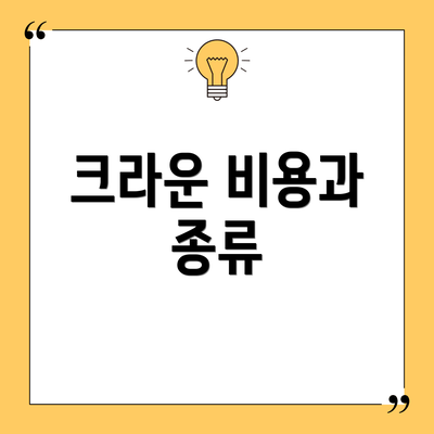 크라운 비용과 종류