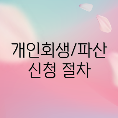 개인회생/파산 신청 절차