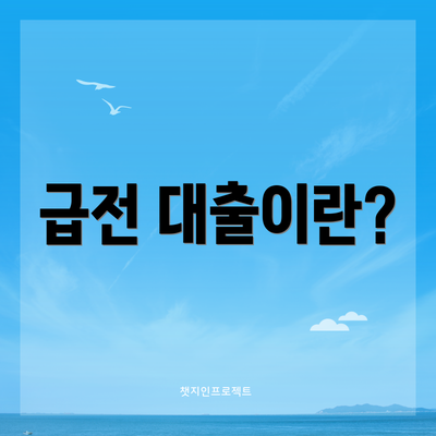 급전 대출이란?