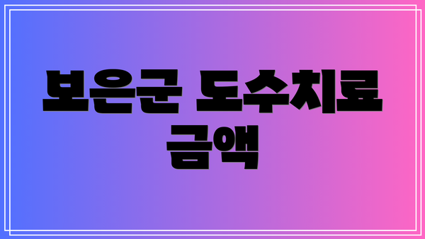 보은군 도수치료 금액