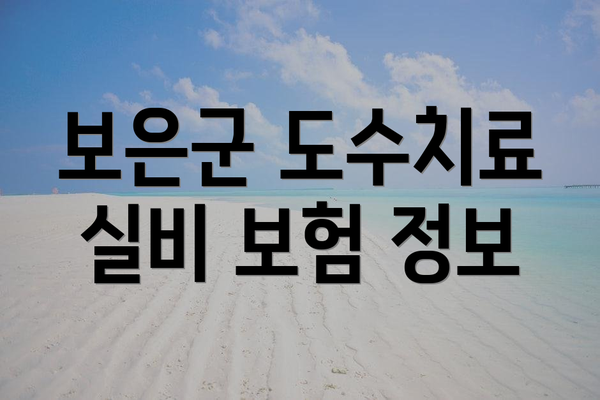 보은군 도수치료 실비 보험 정보
